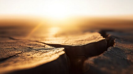 Close-up view of cracked earth at sunset.