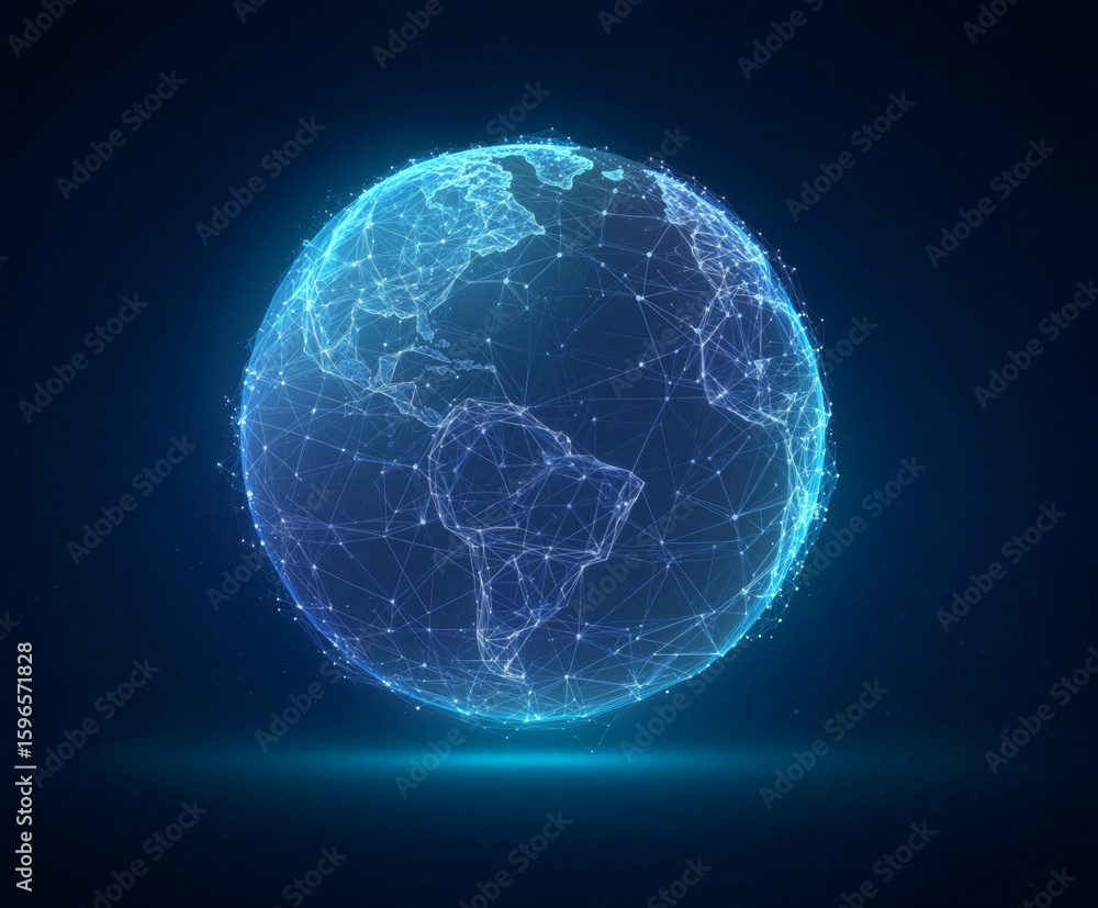 Aufkleber minimalist globe design showcasing an abstract network of connections representing globalization and