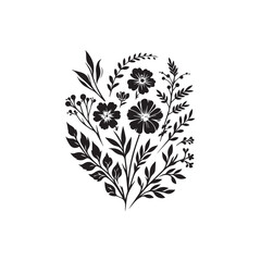 Floral Silhouette Icons – Black & White Botanical Vector