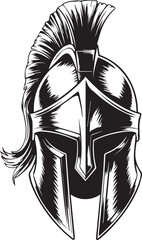 Detailed Black and White Illustration of a Spartan Helmet a145.eps