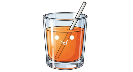 Isolated cartoon orange juice glass