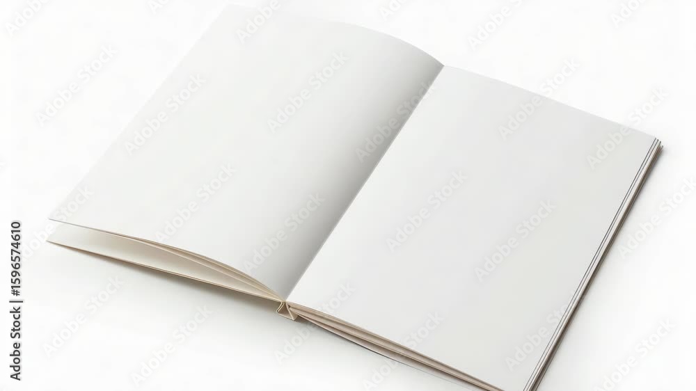 Poster an open book lying on a clean and simple white surface