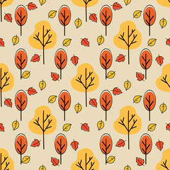 Colorful autumn tree pattern design