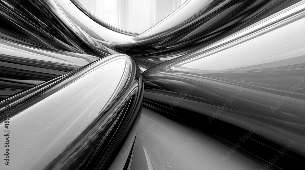 Canvas Prints abstract black and white flowing lines and shapes in modern art