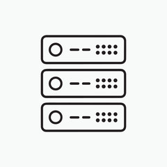 Minimalist Data Server Rack Icon – Black and White Line Style Network Database Storage Symbol for Web, App, and Technology Use