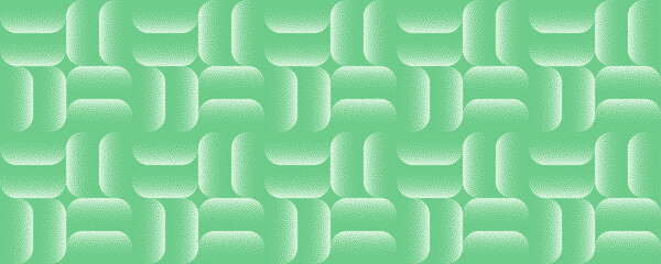 Fototapeta premium Vector light green abstract wide panoramic background with halftone effect and grainy texture. Modish layout with dotted rounded shapes. Abstraction with classy design for decorative print or branding