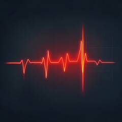 Red ECG Line on Dark Background Showing Heartbeat Signal