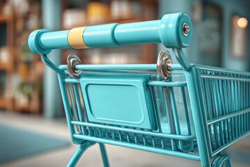 Shopping cart close-up modern grocery store product display indoor environment focused viewpoint convenience shopping