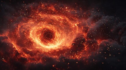 Obraz premium Fiery Cosmic Vortex: An Abstract Representation of Nebulous Space and Stellar Phenomena