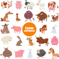 cartoon funny farm animal characters big set