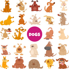 happy cartoon dogs and puppies characters big set
