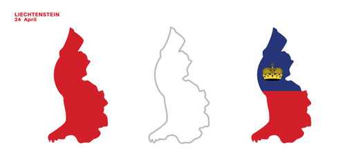  liechtenstein flag and map set. liechtenstein flag in official colors and proportions., map