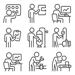 Industrial Process Control Line Icons