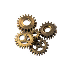 Steampunk gears, cogwheels, and machine parts design element on transparent background