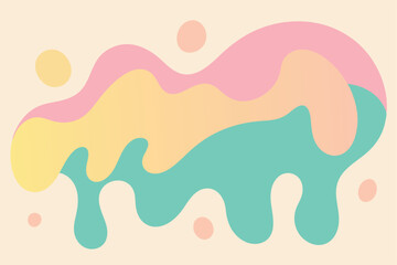 Summer background with liquid abstract shapes. Pastel colorful banner vector design