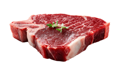 Raw T-bone Steak With Thyme Herb