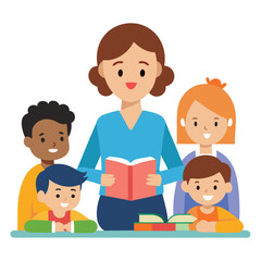 Fototapeta premium teacher and students are in study