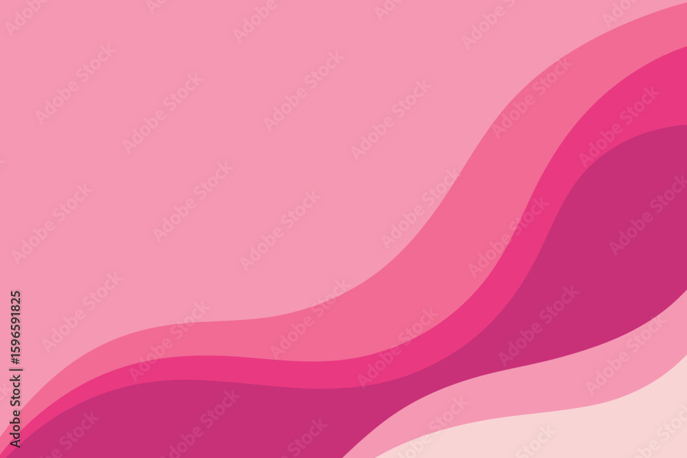Fototapete Pink abstract background with smooth wavy shapes, Pink minimal background with dynamic shapes vector