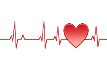 A vibrant red heartbeat line with a heart shape isolated on transparent background symbolizes health and vitality