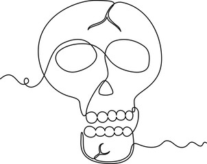 one line art Skull vector illustration. line art, one continuous line, simple, hand drawn and sketch style. for icons, symbols, signs or logos. PNG