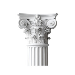 Obraz premium Elegant white column capital architectural detail isolated on transparent background