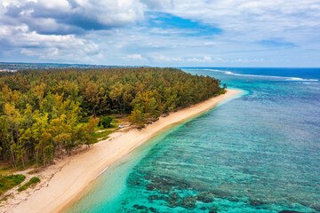 Palmar beach on the east coast, Indian Ocean, Mauritius Island. Palmar beach with turquoise sea and beautiful white sandy beach, Mauritius Island.