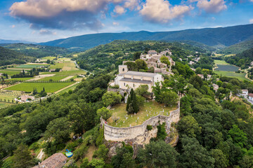 Menerbes village in Provence on a summer day, France, Luberon, Vaucluse. Village of Menerbes, the...