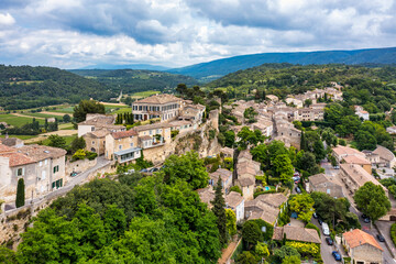 Menerbes village in Provence on a summer day, France, Luberon, Vaucluse. Village of Menerbes, the...
