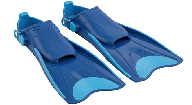 Isolated Blue Swim Fins