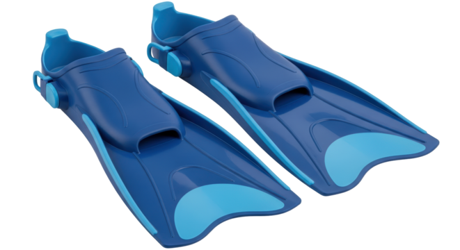 Isolated Blue Swim Fins