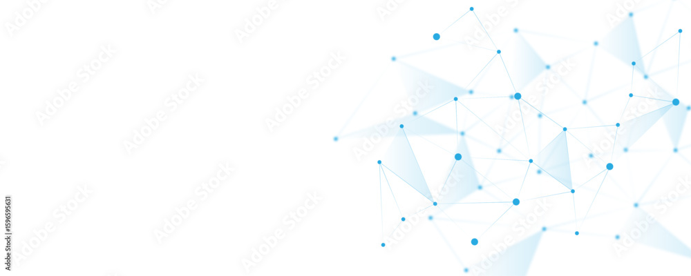 Fototapete blue white abstract polygon connection mesh digital technology futuristic communication high tech co