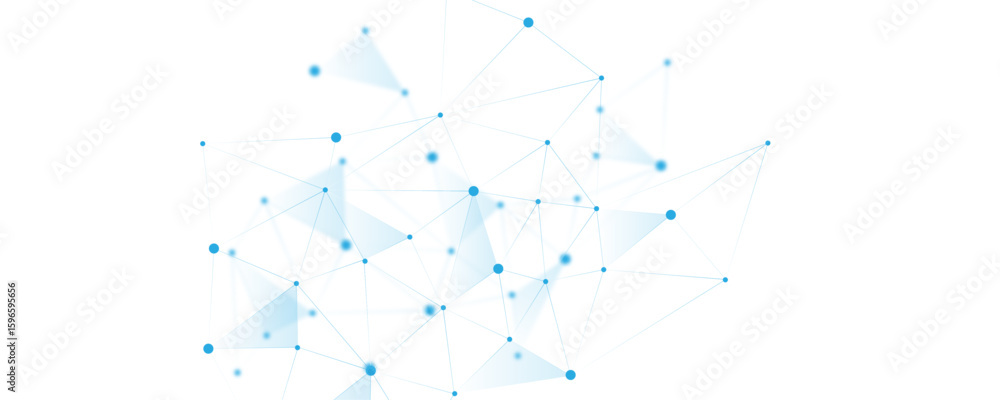 Poster blue white abstract polygon connection mesh digital technology futuristic communication high tech co