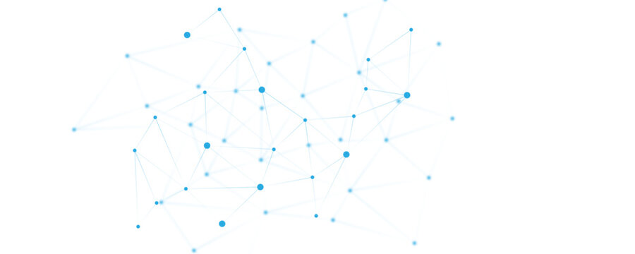 Blue white abstract polygon connection mesh digital technology futuristic communication high tech concept dots lines connect network background. 