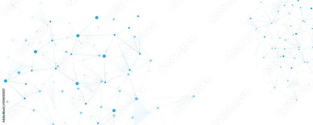 Fototapete blue white abstract polygon connection mesh digital technology futuristic communication high tech co