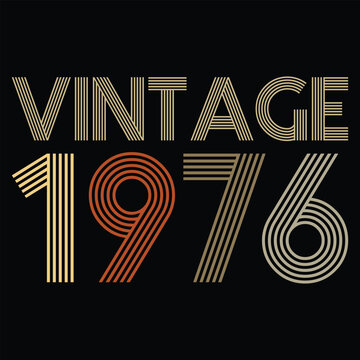 Retro vintage 1976 birthday design with striped numbers