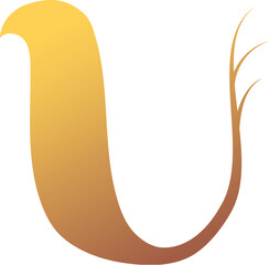 U Letter Logo. Couffeur, Hair and Beauty. Golden.