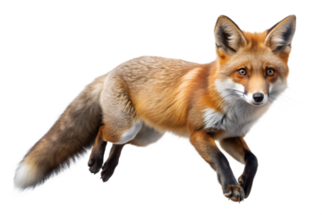 A red fox walking gracefully isolated on transparent background