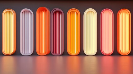 Fototapeta premium Colorful Vertical Panels with Soft Lighting in Modern Interior Design