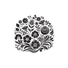 Floral Painting Icons &ndash; Elegant Black & White Silhouette