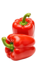 Two red bell peppers stacked on top of each other isolated PNG with Transparent Background