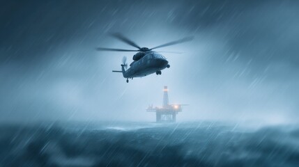The sky is dark and stormy, and the water is choppy