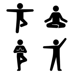Sticky figure balanced pose icon set