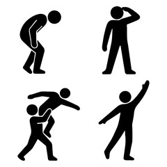 Sticky figure Symbolic Poses icon set