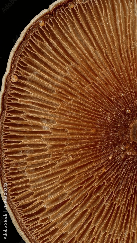 Aufkleber a detailed close up of the gills of a mushroom showing the intricate patterns and textures in brown 
