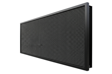 Large rectangular LED dot matrix display panel for advertising isolated on a transparent background