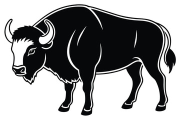 Strong bison illustration presents bold features and simple color palette on a white backdrop
