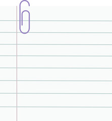 Lined paper with purple paperclip