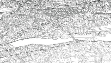Obraz premium Urban modern landscape. Vector rendering of 3d