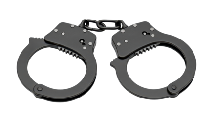 Metal handcuffs equipment for law enforcement isolated PNG with Transparent Background