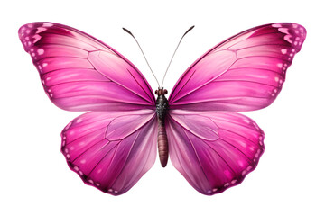 Obraz premium A vibrant pink butterfly with intricate wing patterns, isolated on a plain transparent background